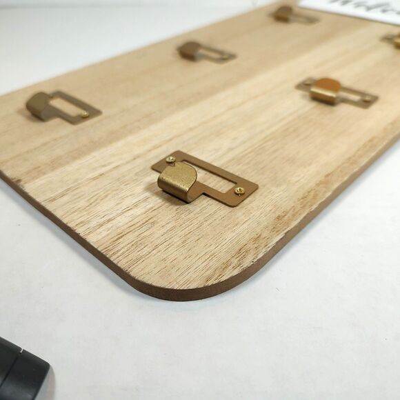 Welcome Rustic Farmhouse Decor Wooden Hanging Key Holder Organizer 6 Hooks 18" - Picture 9 of 11